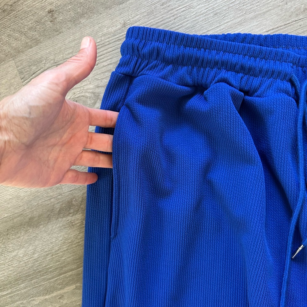 🌻 Blue Ribbed Drawstring Joggers🌻 - Picture 3 of 8